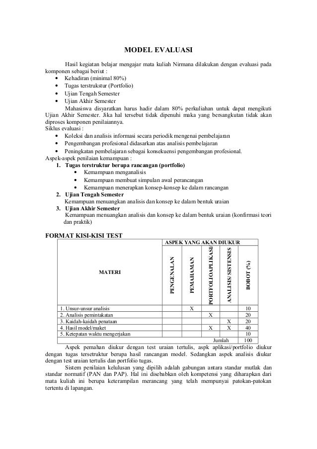 pembelajaran rancangan contoh kegiatan evaluasi Rancangan (nirmana) pembelajaran kegiatan
