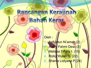 Oleh :
1. Asfiyatun Ni’amah (2)
2. Audry Fahmi Dewi (3)
3. Melissa Tiffany I. (15)
4. Rizky Wulan R. (22)
5. Shania Listyana P.(24)
 