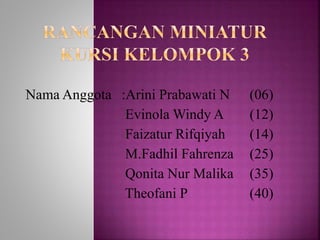Nama Anggota :Arini Prabawati N (06)
Evinola Windy A (12)
Faizatur Rifqiyah (14)
M.Fadhil Fahrenza (25)
Qonita Nur Malika (35)
Theofani P (40)
 