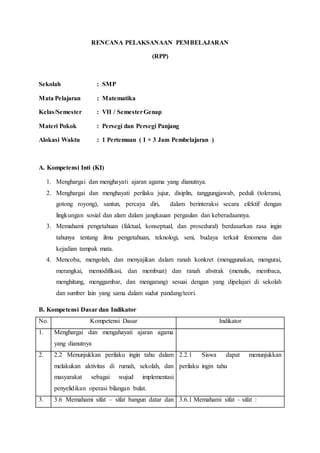 Rpp Persegi Dan Persegi Panjang