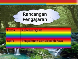 Rancangan 
Pengajaran 
Tema Kekeluargaan 
Tajuk “Pengalaman Cuti Sekolah Saya” 
 