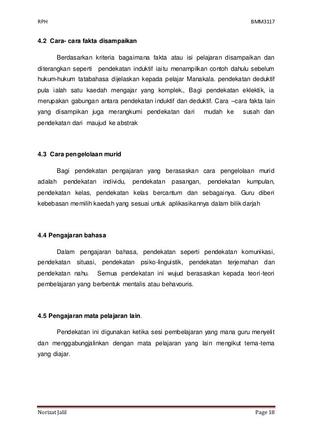 Rancangan pengajaran harian kassr tahun 4