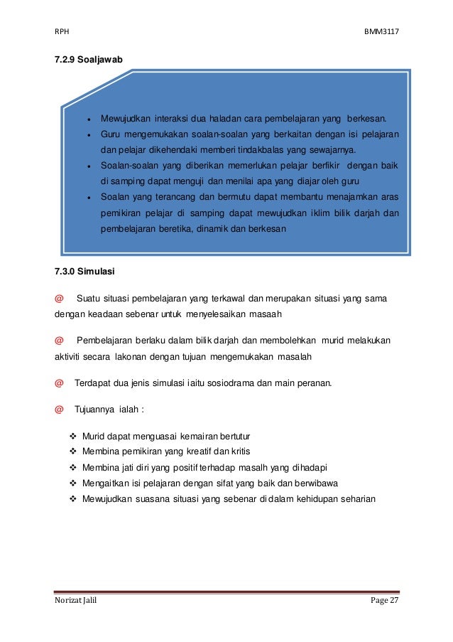 Rancangan pengajaran harian kassr tahun 4