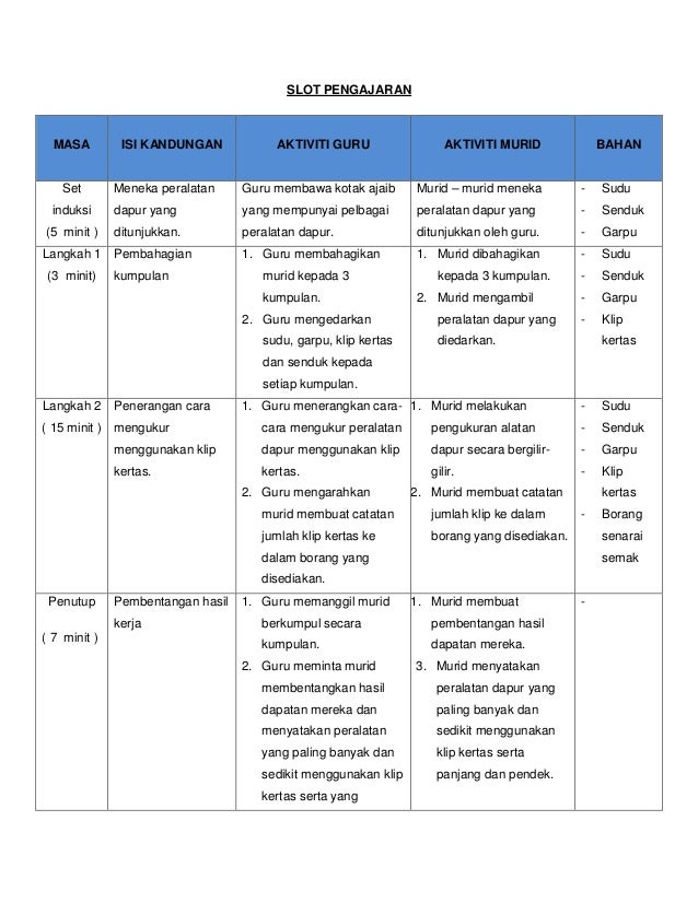 Contoh Rancangan Pengajaran Harian Prasekolah - Riset