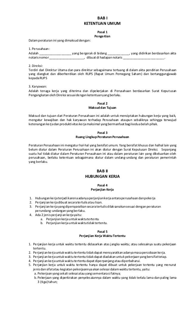 Rancangan Peraturan Perusahaan Cv Jogja Prima Perkasa