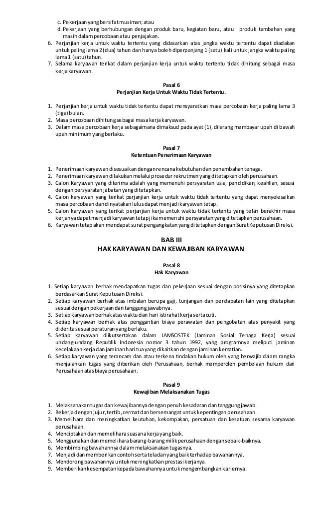 Rancangan Peraturan Perusahaan Cv Jogja Prima Perkasa