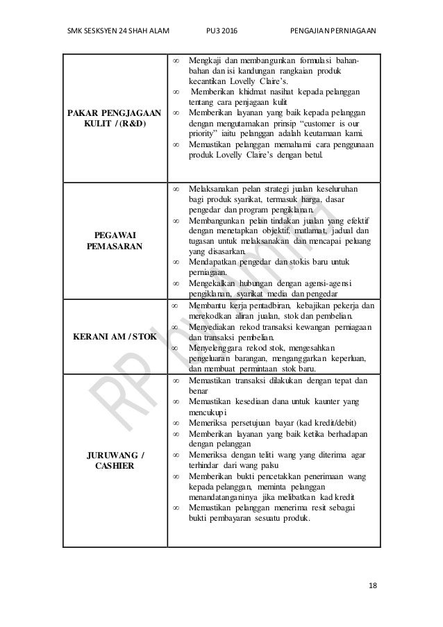 CONTOH PBS Pengajian Perniagaann [Rancangan Perniagaan 