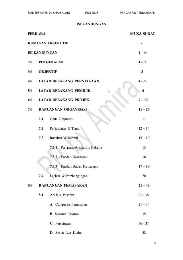 CONTOH PBS Pengajian Perniagaann [Rancangan Perniagaan 