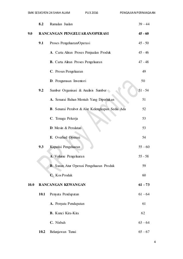 CONTOH PBS Pengajian Perniagaann [Rancangan Perniagaan 