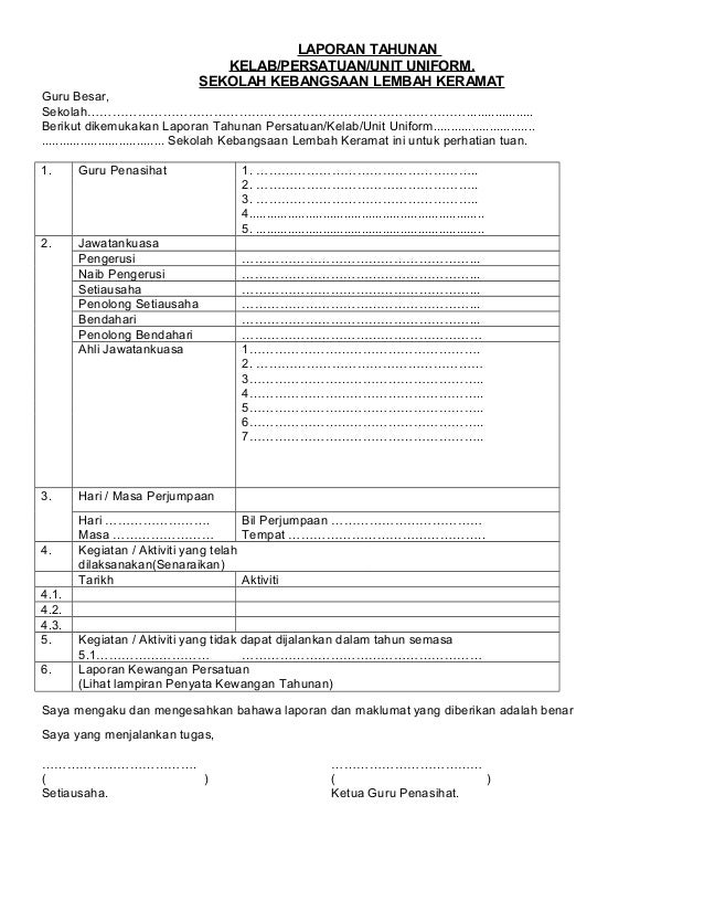 Format Laporan Aktiviti Kelab - Host Kelab