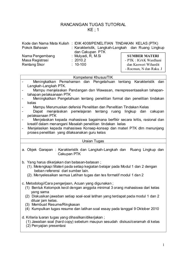 Contoh Soal Tes Penelitian Tindakan Kelas