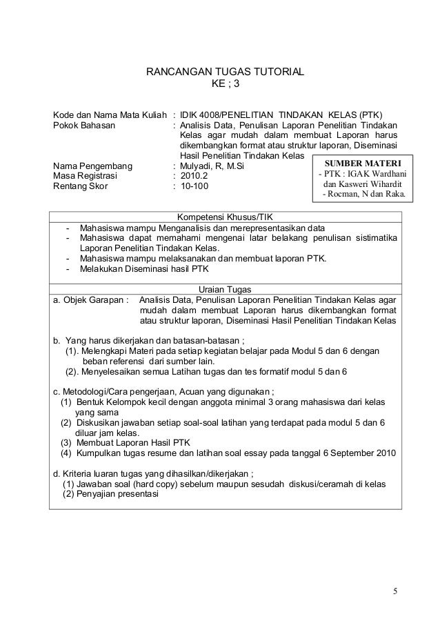 Rancangan Tugas Ptk