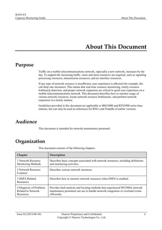RAN capacity monitoring guide Huawei Telecom | PDF