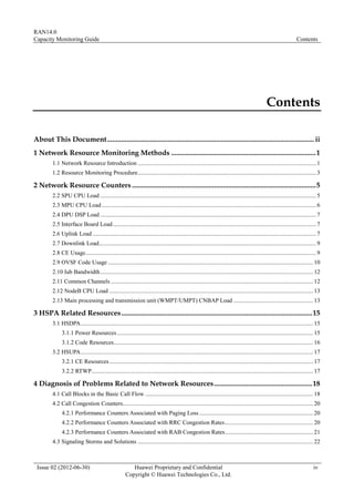 RAN capacity monitoring guide Huawei Telecom | PDF