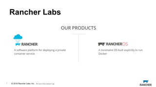 © 2015 Rancher Labs, Inc.© 2016 Rancher Labs, Inc .
Rancher Labs
7 #ranchermeetup
 