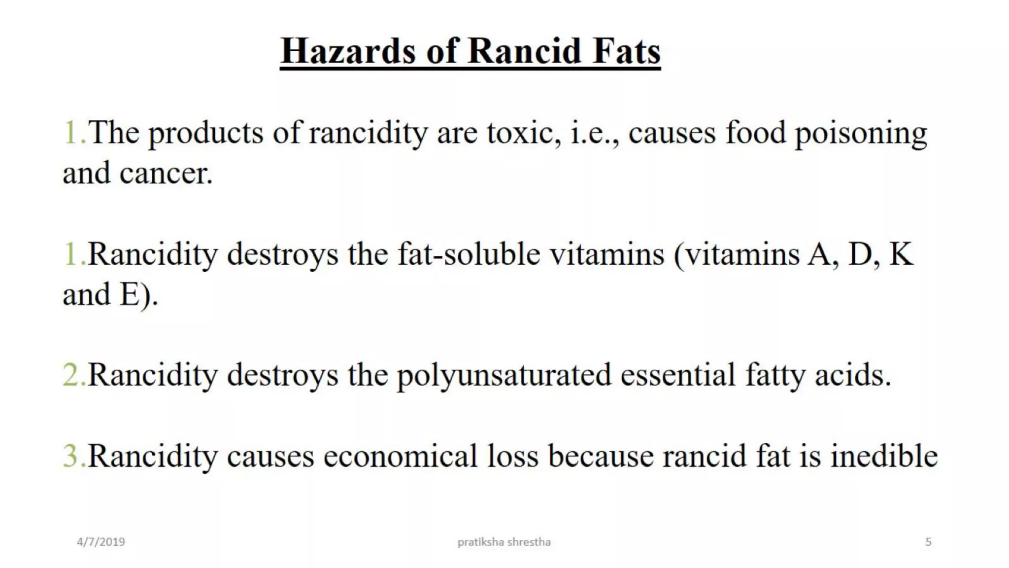 Rancidity in fats and oil lecture 2 | PPT