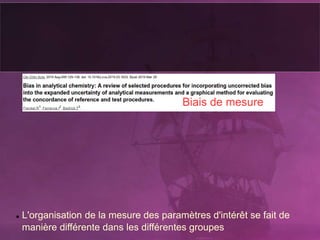  L'organisation de la mesure des paramètres d'intérêt se fait de
manière différente dans les différentes groupes
Biais de mesure
 