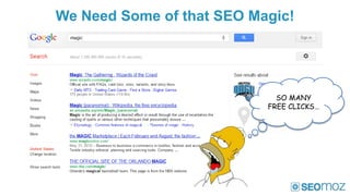 We Need Some of that SEO Magic!




                             SO MANY
                           FREE CLICKS…
 
