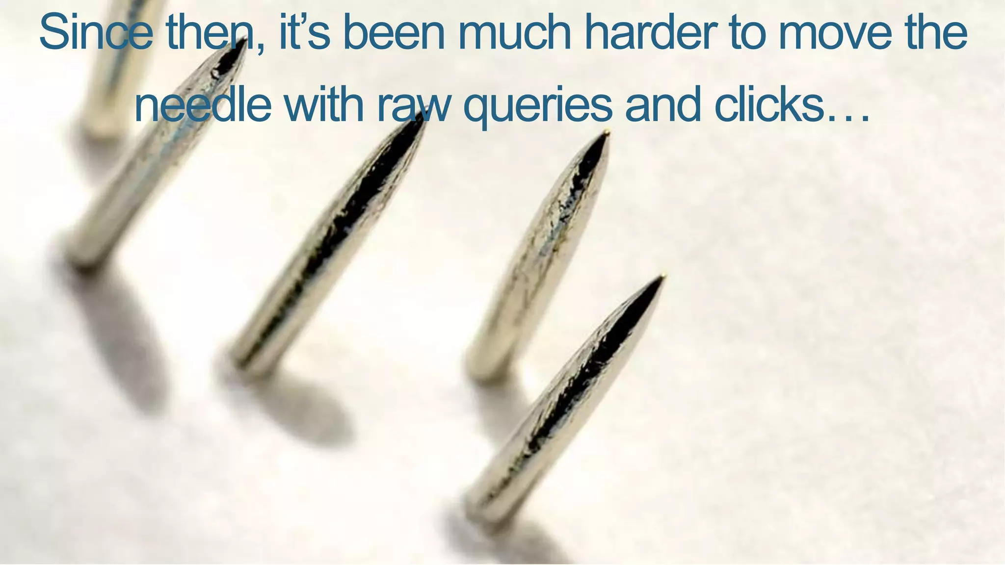 Since then, it’s been much harder to move the
needle with raw queries and clicks…
 