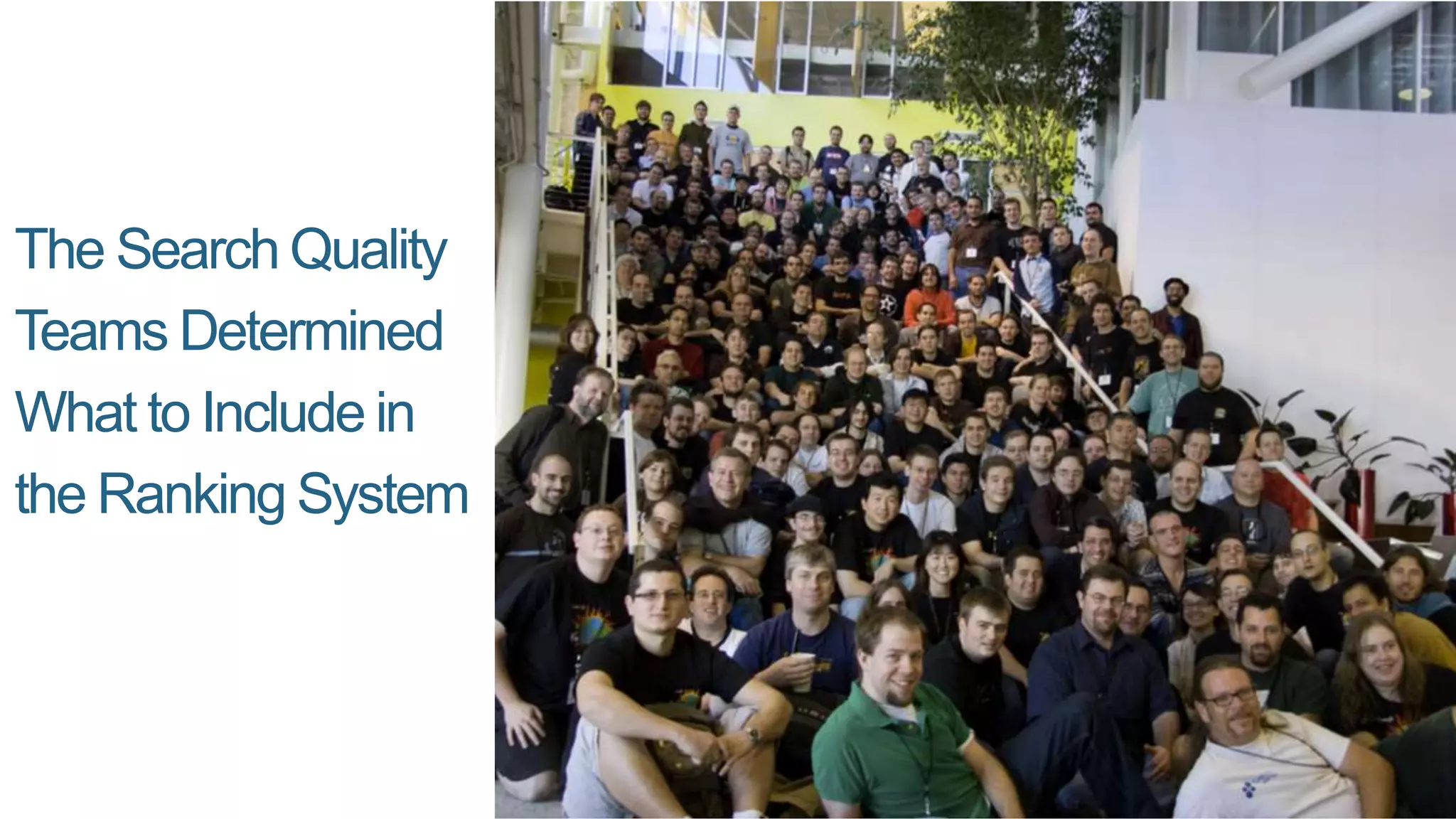 The Search Quality
Teams Determined
What to Include in
the Ranking System
 