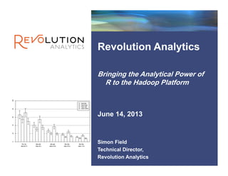 Revolution Confidential
Revolution Analytics
Bringing the Analytical Power of
R to the Hadoop Platform
Simon Field
Technical Director,
Revolution Analytics
June 14, 2013
 