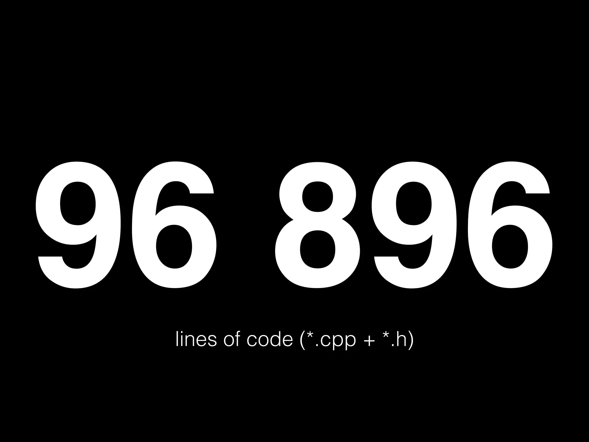 96 896 lines of code (*.cpp + *.h) 