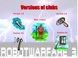 Version s  of clubs Version 1.0 Version 3.0 Version 4.0 Version 2.0 Beta version 