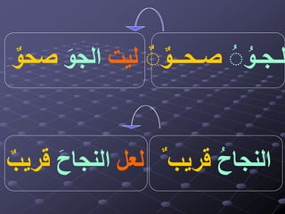 ‫لعل‬‫النجاح‬ٌ‫قريب‬
ُُُ‫لـجـو‬ٌٌُ‫صـحــو‬
ُ‫ح‬‫النجا‬ٌ ‫قريب‬
‫ليت‬‫الجو‬ٌ‫صحو‬
 
