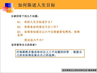 如何掌控自己的时间和生活 最新光盘培训版