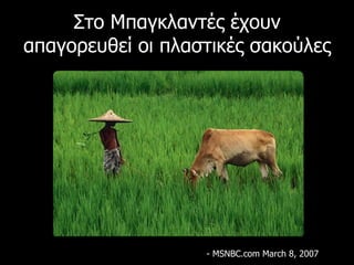 Στο Μπαγκλαντές έχουν απαγορευθεί οι πλαστικές σακούλες - MSNBC.com March 8, 2007 