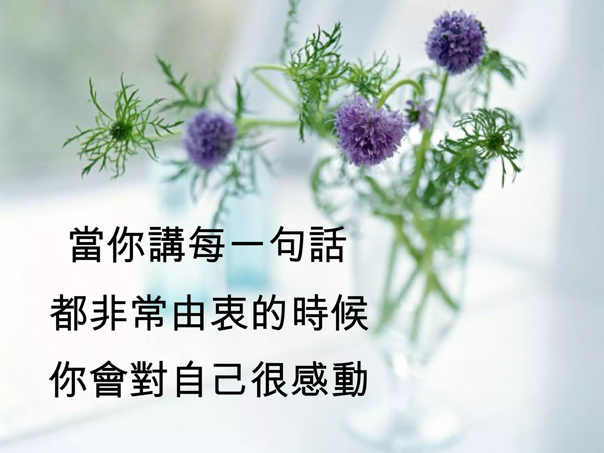 當你講每一句話 都非常由衷的時候 你會對自己很感動 