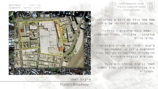 ערן יסודי  060778214  לימור גולדהבר  039485073 מיקום האתר CLICK Frasers Broadway שטח אתר כולל  60  דונמים בקרוב של מרכז העסקים הדרומי של סידני . השטח גובל ברחובות – ברודווי ,  אברקומבי ,  אוקונור ,  בלפור וקינסטון בציפינדייל . מיקום ייחודי זה מהווה פוטנציאל  להתחדשות עירונית ,  המשקפת את ההיסטוריה והדינאמיות הקיימת בעיר הפנימית הגובלת - ציפנדייל . לאתר נגישות גבוהה -  הוא גובל  ב -3  אוניברסיטאות וכן סמוך לתחנה המרכזית . הטכניון  -  מכון טכנולוגי לישראל הפקולטה לארכיטקטורה ובינוי ערים סמסטר חורף תשס " ט 