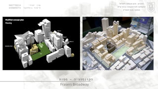 ערן יסודי  060778214  לימור גולדהבר  039485073 הקונספציה  -  מסות Frasers Broadway הטכניון  -  מכון טכנולוגי לישראל הפקולטה לארכיטקטורה ובינוי ערים סמסטר חורף תשס " ט 