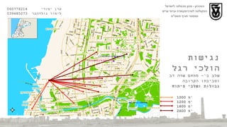 הטכניון  -  מכון טכנולוגי לישראל הפקולטה לארכיטקטורה ובינוי ערים סמסטר חורף תשס " ט ערן יסודי  060778214  לימור גולדהבר  039485073 נגישות הולכי רגל שלב ב '-  מתחם שדה דב וסביבתו הקרובה גבולות ושלבי פיתוח 1000  מ ' 1200  מ ' 1800  מ ' 2600  מ ' 