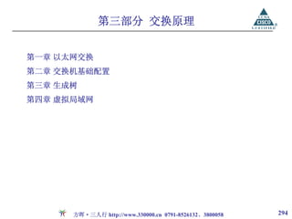 第三部分 交换原理


第一章 以太网交换
第二章 交换机基础配置
第三章 生成树
第四章 虚拟局域网




      方晖·三人行 http://www.330000.cn 0791-8526132、3800058   294
 
