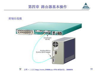 第四章 路由器基本操作


控制台连接




        方晖·三人行 http://www.330000.cn 0791-8526132、3800058   53
 