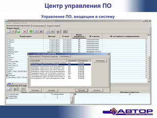Центр управления ПО
Управление ПО, входящим в систему
 