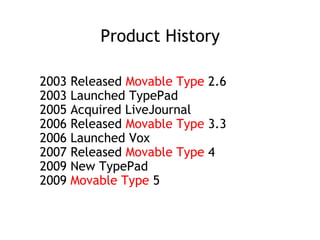 Product History ,[object Object],[object Object]
