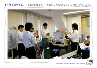 そもそもスクラムって何？ > 3つのポイント > コミュニケーション




               Copyright © 2009 Aki Enomoto All Rights Reserved.
 