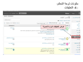 مكونات لوحة التحكم : 4-  التعليقات :  لعرض التعليقات الواردة للمدونة 