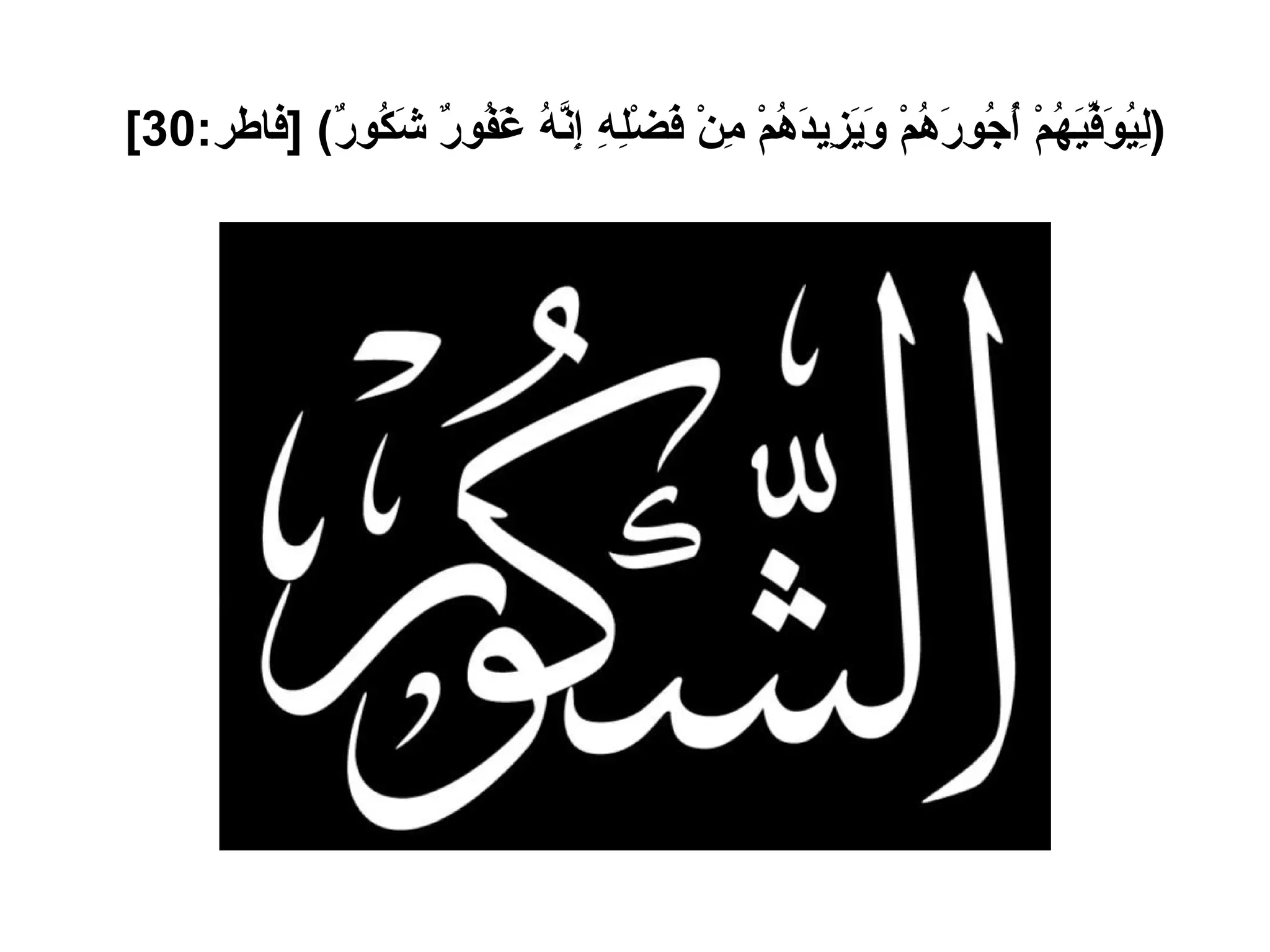 ( لِيُوَفِّيَهُمْ أُجُورَهُمْ وَيَزِيدَهُمْ مِنْ فَضْلِهِ إِنَّهُ غَفُورٌ شَكُورٌ ) [ فاطر :30]   