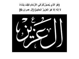 ( هُوَ الذِي يُصَوِّرُكُمْ فِي الأَرْحَامِ كَيْفَ يَشَاءُ لا إِلَهَ إِلا هُوَ العَزِيزُ الحَكِيمُ ) [ آل عمران :6]   