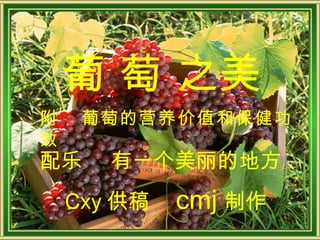 葡 萄 之美 配乐  有一个美丽的地方 Cxy 供稿  cmj 制作 附  葡萄的营养价值和保健功效 