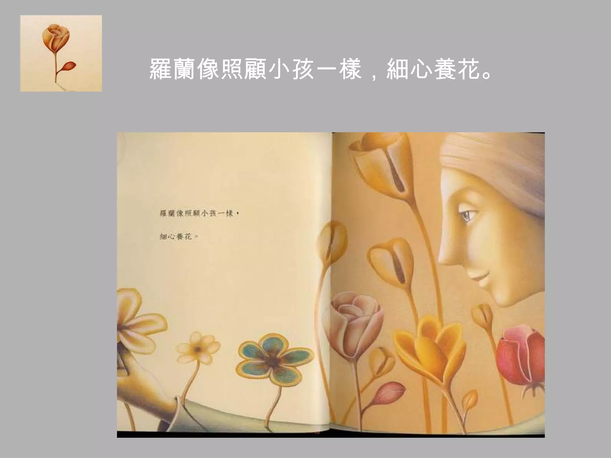 羅蘭像照顧小孩一樣，細心養花。 