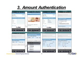 3. Amount Authentication
                                    ?? ?? ? ??? ?? ??         ?? ??




                                                  ??????




Simple & Secure Internet Payment Service                 10
 