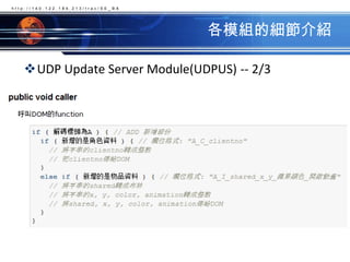 各模組的細節介紹UDP Update Server Module(UDPUS) -- 2/3http://140.122.184.213/trac/SE_BA