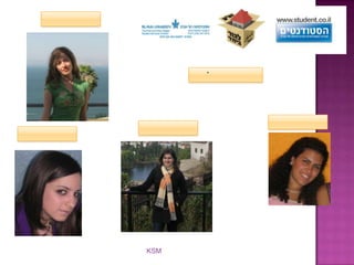 ילנה גורביץמוחמד מחאג'נהשדא עאמראינה אלפרסון נרמין עבאסשותפים נוספים:הקרן ע"ש ד"ר דוד ושרה אורגלר, הקרן ע"ש יוסף ש. וקרוליין גרוס, קרן שאנון,קרן גולדמן, קרן שטיינהרדט,   חברת אקסלנס KSM   והנהלת המעונות. 