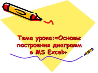 Тема урока: «Основы построения диаграмм в MS Excel»   