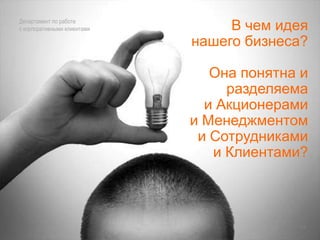 Департамент по работе с корпоративными клиентами	Пора повернуться к Сотрудникам и Клиентам лицом11