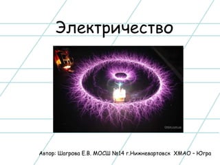 Электричество  Автор: Шагрова Е.В. МОСШ №14 г.Нижневартовск  ХМАО – Югра 